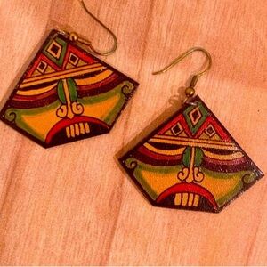 RARE FIND VINTAGE Handcrafted Vegan Leather Earrings Artisan